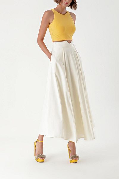 SOCIETA Ecru Corsiyaj skirt with belt and godeli 81270