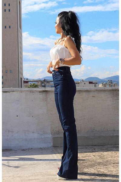 BROSERER Lara Blugi Spanioli Albastru Inchis Pantaloni Denim Talie Inalta Blugi Inchis Flare