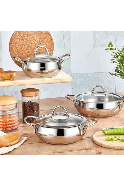 Amboss Latte 9 Piece Granite Pot and Stainless Steel Pan Set