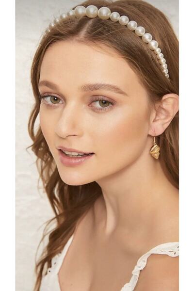 Marbling Coroană cu perle Coroană albă cu detalii mari de perle