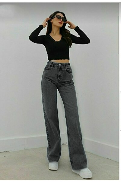 BROSERER Nu blugi largi Pantaloni Smoked Snow Lycra Palazzo Blugi cu picioare late