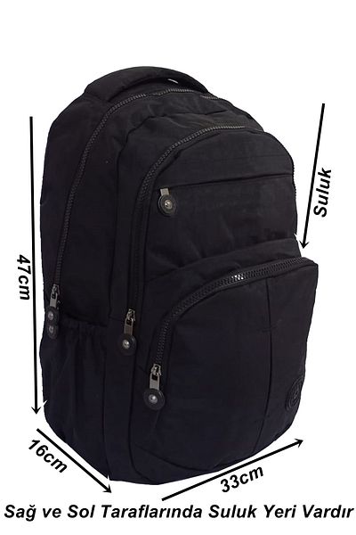 OWYON School Bag Backpack Sports Bag Junior High School Bag High School Bag Black 16cmx33cmx47cm