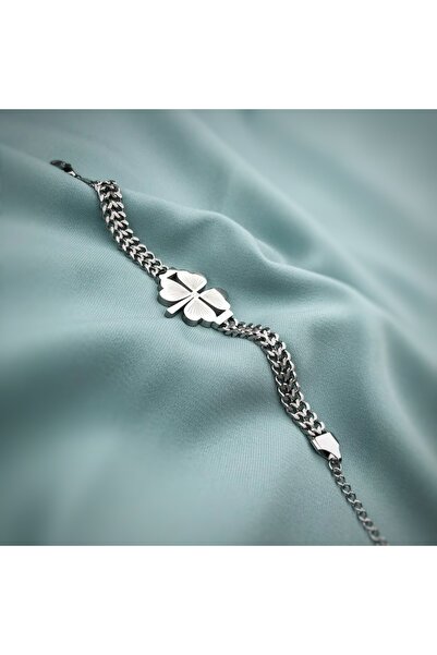 Fancy Accessoires 4 Yapraklı Çelik Yonca Bileklik