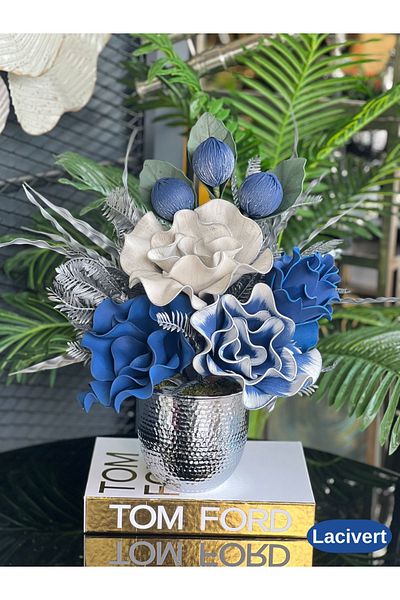 TASARIMHMODA Τατουάζ βάζο με τεχνητά λουλούδια