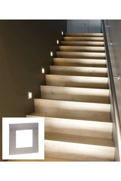 Genel Markalar Hareket Sensörlü Kare 3 Watt Merdiven Armatürü Matkrom Kasa Be...