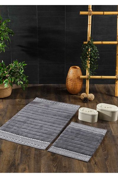 İyi Geceler İstanbul 2-Piece Cotton Rust Set - Dark Gray Paku