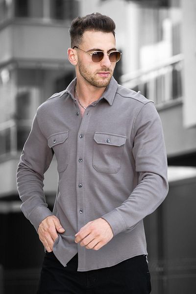 Oksit Fortun Slim Fit dupla zsebes füles Lycra pamut férfi ing