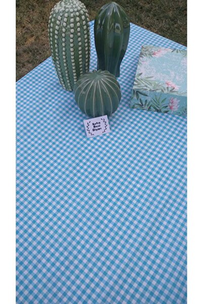 Sofrabezidiyari Piti Kareli Turkuaz Masa, Sofra Bezi, Piknik Örtüsü Örtüsü Pamuk