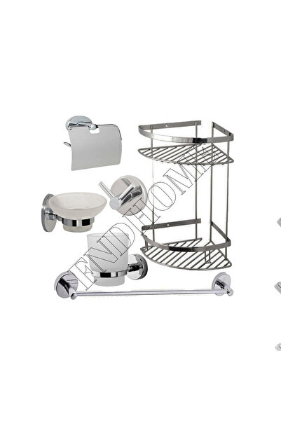 FNDHOME 6 Lı Banyo Seti Köşe 2 Katlı Raf Şampuanlık Uzun Havluluk, Diş Fırçal...