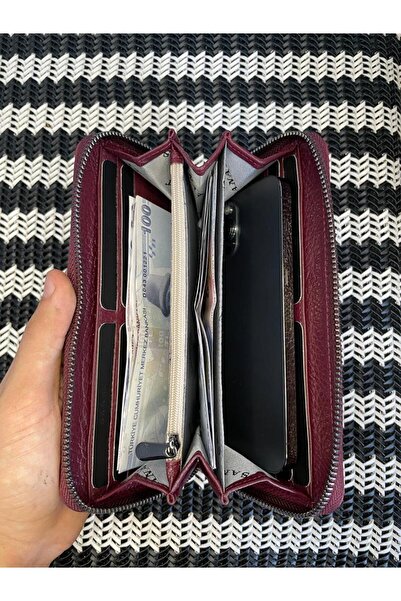 SANAT LEATHER sl-2132 hakiki deri şık portföy fermuarlı kadın cüzdanı 19,5CM×...