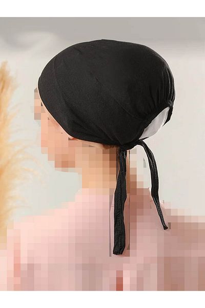 AŞAR MODA TEKSTİL Γυναικείο ΜΑΥΡΟ Πρακτικό, χωρίς ραφές, αντιολισθητικό χτενισμένο βαμβακερό καπό Hijab