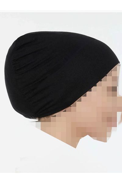 AŞAR MODA TEKSTİL Women's BLACK Ready Practical Snap-on Elastic Hijab Bonnet