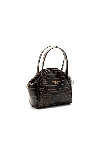 mossi Crocodile Patterned Brown Women's Hand and Shoulder Bag
