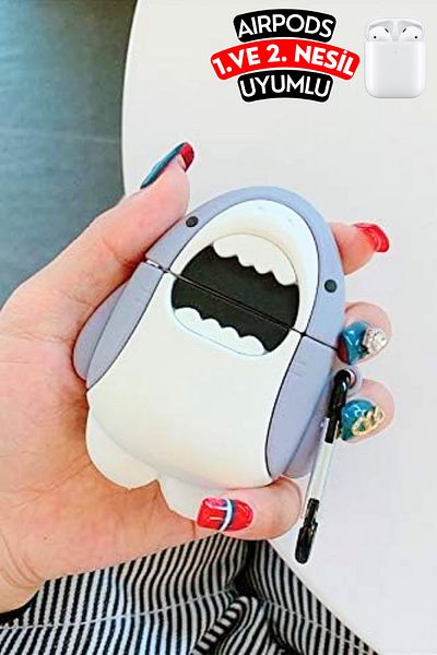 EWEC 1.And 2nd Generation Compatible Shock Absorbing and Protective Silicone Headphone Case with Cute Shark Figure