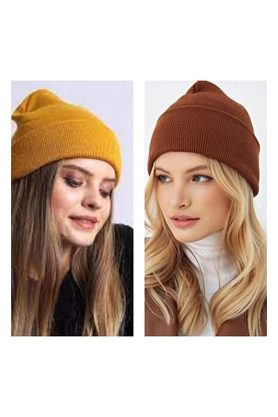 BY SCK 2-piece Beret Knitted from 100% Acrylic Yarn