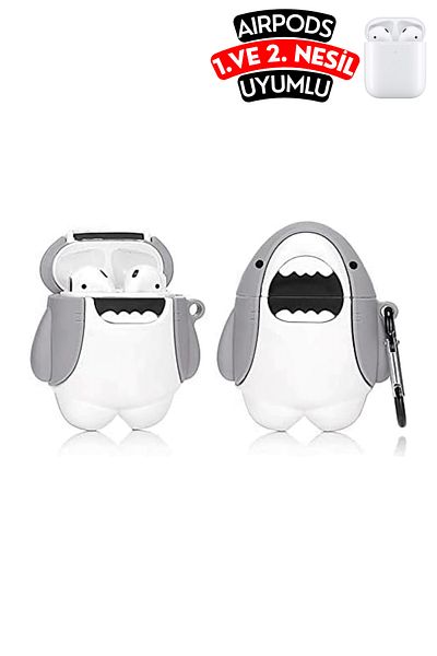 EWEC 1.And 2nd Generation Compatible Shock Absorbing and Protective Silicone Headphone Case with Cute Shark Figure