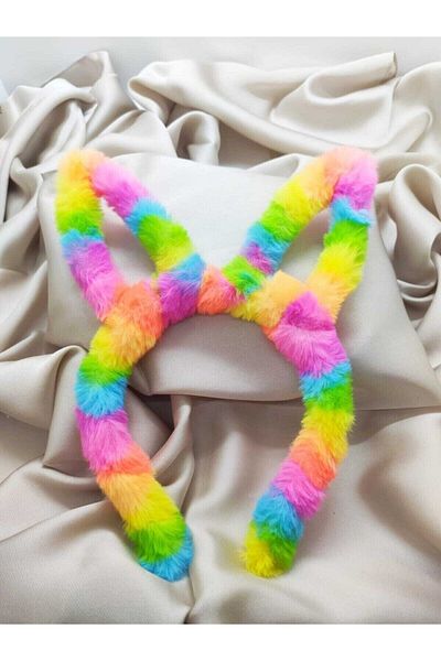 ugurlualisveris Πολύχρωμο βελούδινο στέμμα Rainbow Rabbit Eared