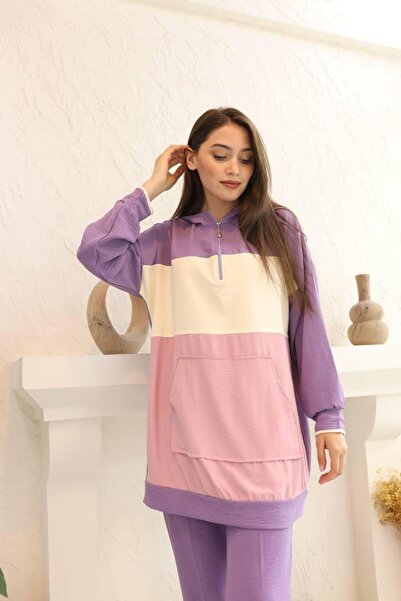 Sweatshirt Uzun Cepli & Pantolon İkili Takım Kombin