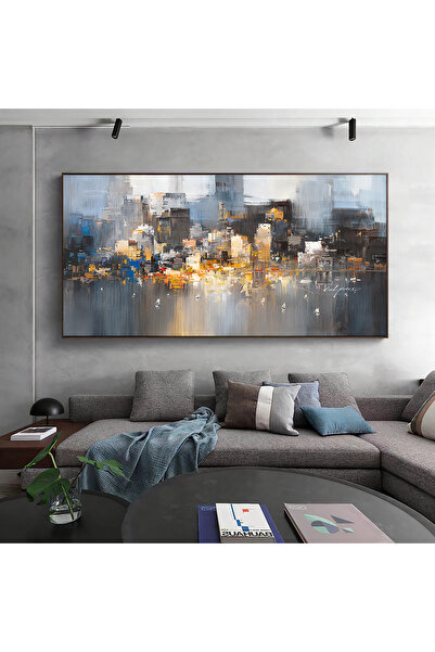 Z Concept Yağlı Boya Dokulu Şehir Tablo