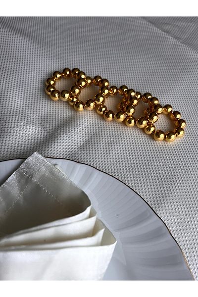 BEYBACO 12 PIECES GOLD METAL BEADS SERVET RING 12 PIECES