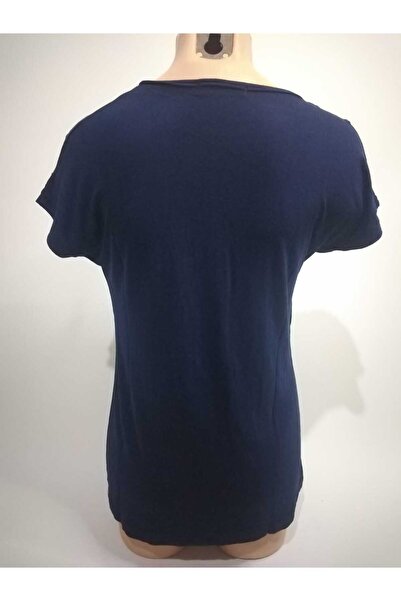 RELYA Жіноча темно-синя футболка з коротким рукавом, серцевим візерунком і каменями