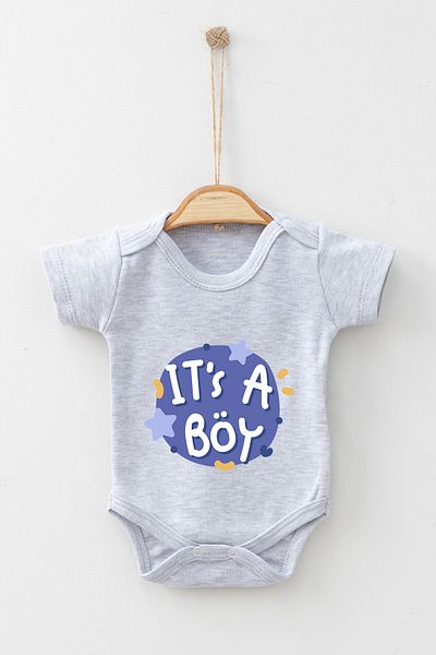ADABEBEK Its A Boy Short Sleeve Badi Baby Bodysuit