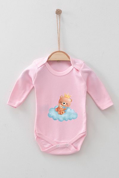 ADABEBEK 100% Cotton Organic Cloud Bear King Long Sleeve Badi Baby Bodysuit