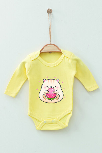 ADABEBEK %100 Pamuk Organik Sevimli Karakter Uzun Kollu Badi Bebek Zıbın