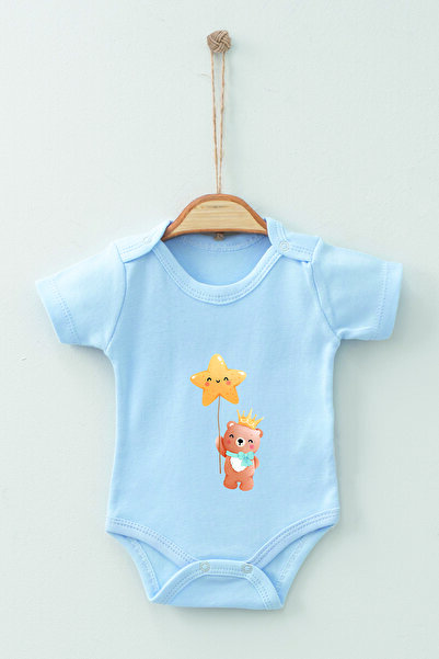 ADABEBEK 100% Cotton Organic Bubble Teddy Bear Short Sleeve Badi Baby Bodysuit