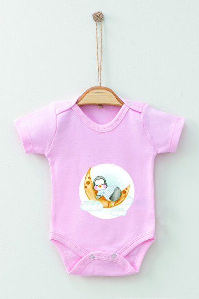 ADABEBEK 100% Cotton Organic Pajamas Penguin Short Sleeve Badi Baby Bodysuit