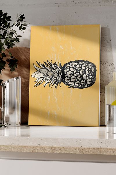Postifull Cutting Board, Thick and Unbreakable Glass Print - Pineapple Theme, 21*30cm - Chopping Board, Kitchen Decor