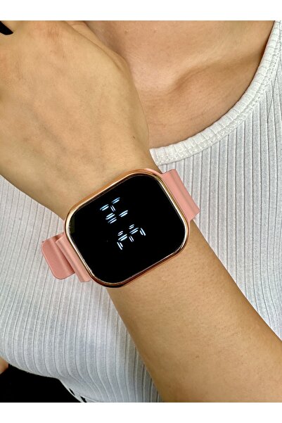 İSTLİV Kadın Siyah Rose Kasa Silikon Kordon Dijital Led Bayan Kol Saati