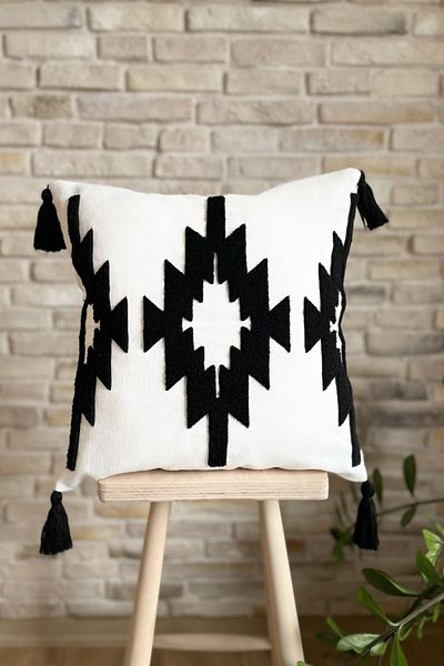 SWITA Husă de pernă cu design dublu combinat cu pumn brodat (pantaloni)