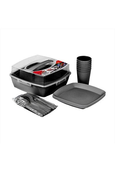 bimbambom Picnic Set 32 Pieces Black with Carrying Bag