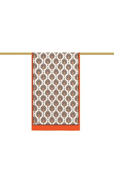 Bursa İpek Silk Scarf - Orange Hatai Pattern
