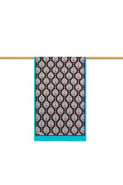 Bursa İpek Turquoise Hatai Pattern Silk Scarf
