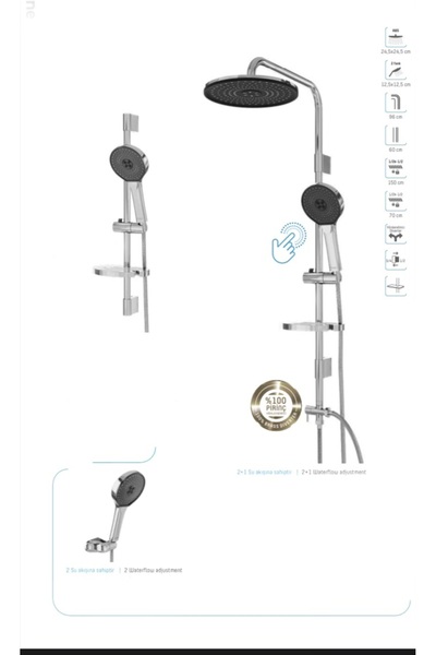 İSAOĞLU YAPI Robot Duş Sistemi Oval Yuvarlak Tepe Yağmurlama Duş Seti Silver ...