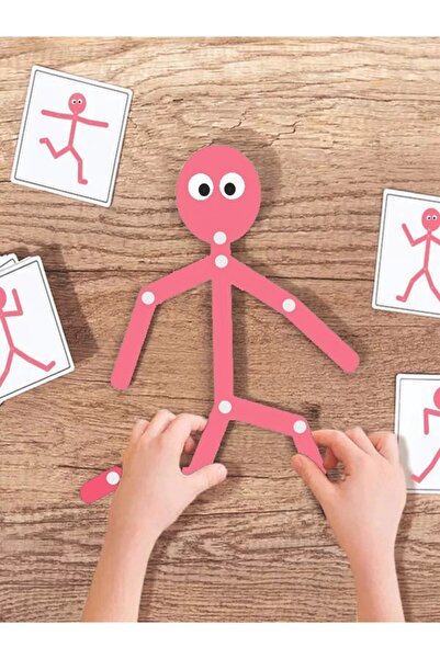 BYENS Pembe Ahşap Eğitici Oyuncak Montessori Çöp Adam Ahşap Oyuncak Ahşap Aktivite