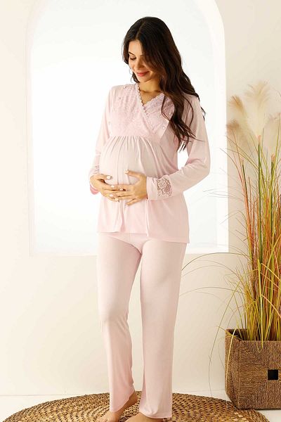 Farya Home Premium Boxed Lace Maternity Pajamas Set with Breastfeeding Compartment