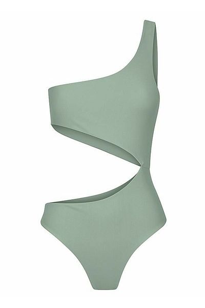 DEEP BEACH Costum de baie întreg kaki cu un singur umăr DB20020M