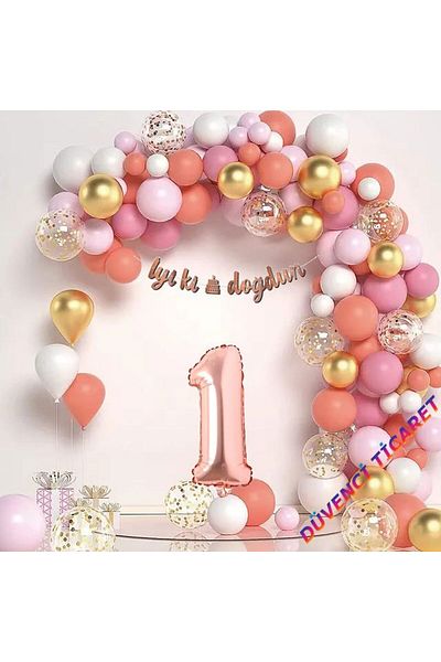 DÜVENCİ TİCARET LUXURY ROSE GOLD AGENCY BIRTHDAY BALLOON CHAIN SET