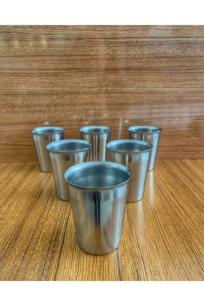 PAPATYAMDEKOR ZÜCCACİYE 6 Adet Krom Bardak 220ml Krom Su Çay Meşrubat Bardağı