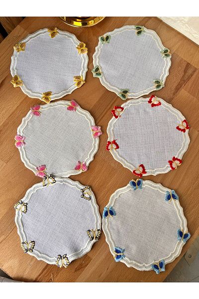 Nakışkonsept 6-Piece Cocktail Napkin with Butterfly