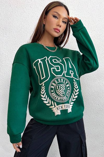 MODAGEN Φούτερ με στάμπα USA Nefti Oversize Crew Neck