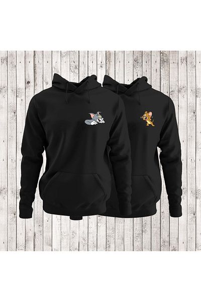 Mythologie Tom Jerry Lover Couple Combination - černá oversize mikina s kapucí