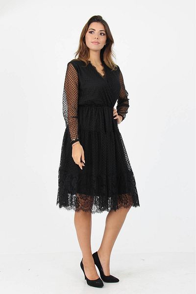 XXL BUTİK New Season Women's Dress - Tulle Double Breasted Neckline and Lace Skirt Apcx39