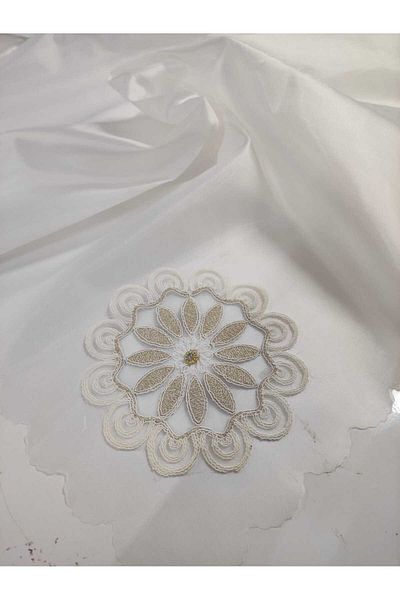 Çt Çeyizci Tekstil French Laced Embroidered, Satin Luxury Dowry Bundle, Engagement Bundle - Cream Color