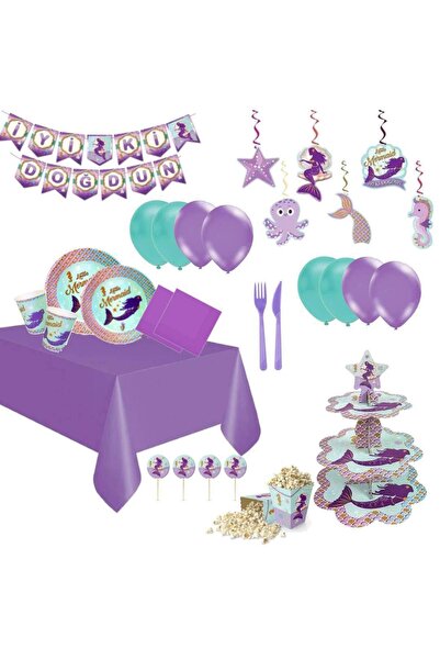 partideyince مجموعة حفلات حورية البحر لـ 8 أشخاص