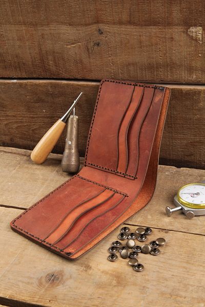 New Coast Leather 1900's Γνήσιο & πραγματικό δέρμα 100% χειροποίητο κόκκινο ανδρικό πορτοφόλι