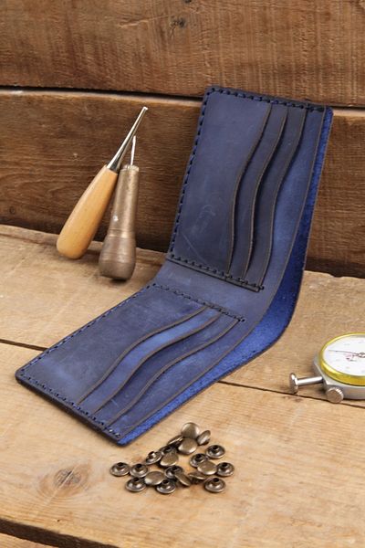 New Coast Leather 1900's Γνήσιο & Πραγματικό Δέρμα 100% Χειροποίητο Μπλε Ανδρικό Πορτοφόλι